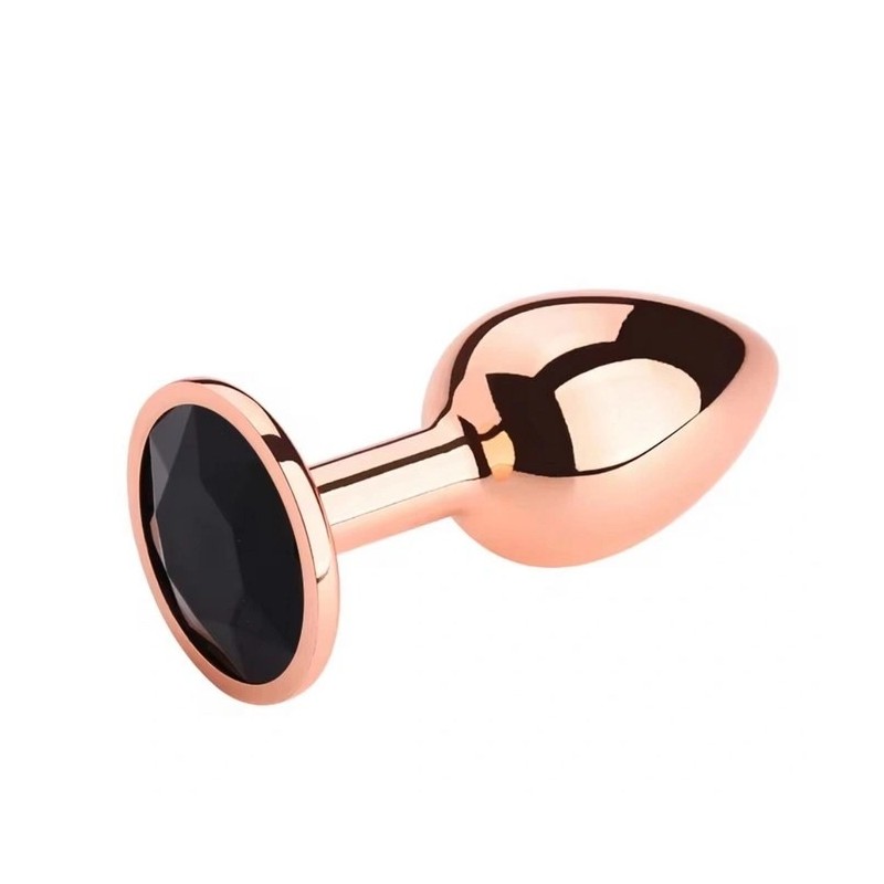 Anal Plug Charm - Ροζ Χρυσό Με Μαύρο Κρύσταλλο - Small