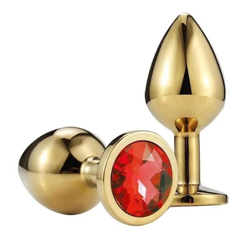 Metallic Butt plug Small Χρυσό με Κόσμημα