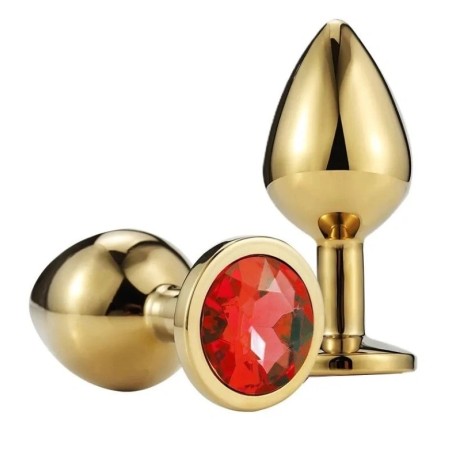 Metallic Butt plug Small Χρυσό με Κόσμημα