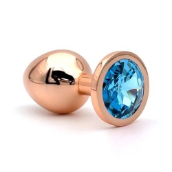 Passion Labs Charm | Πρωκτική Σφήνα Medium Rose Gold με Γαλάζιο Κόσμημα
