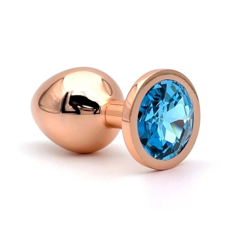 Passion Labs Charm Buttplug Medium Rose Gold with Light Blue Crystal