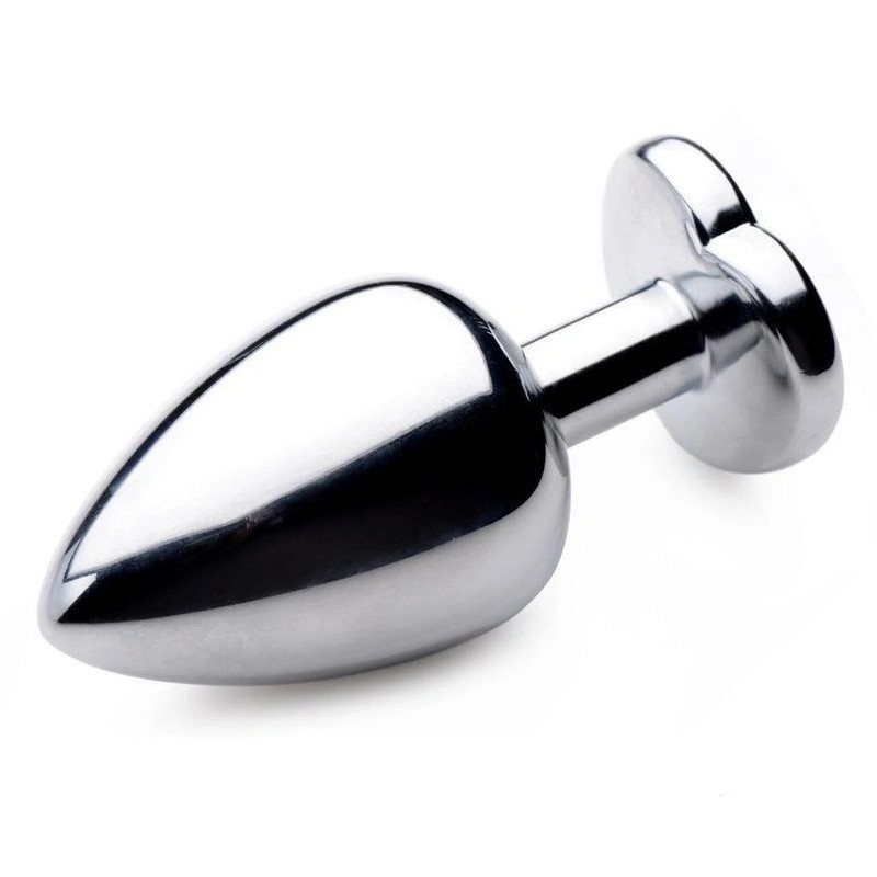 Hearty Butt plug | Large Ασημί Πρωκτική Σφήνα με Πράσινο Κόσμημα Καρδιά