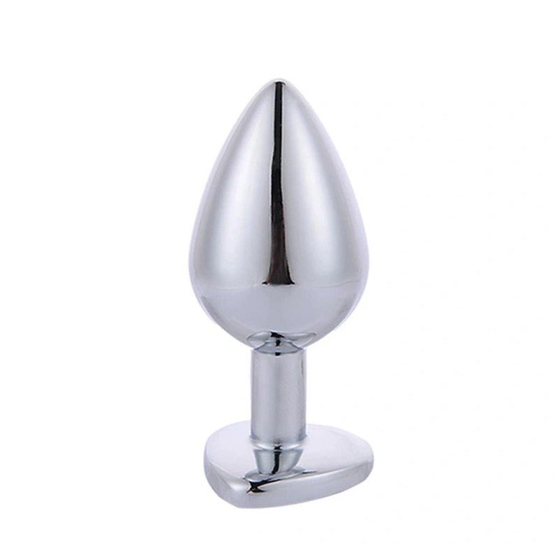 Hearty Butt plug | Large Ασημί Πρωκτική Σφήνα με Πράσινο Κόσμημα Καρδιά