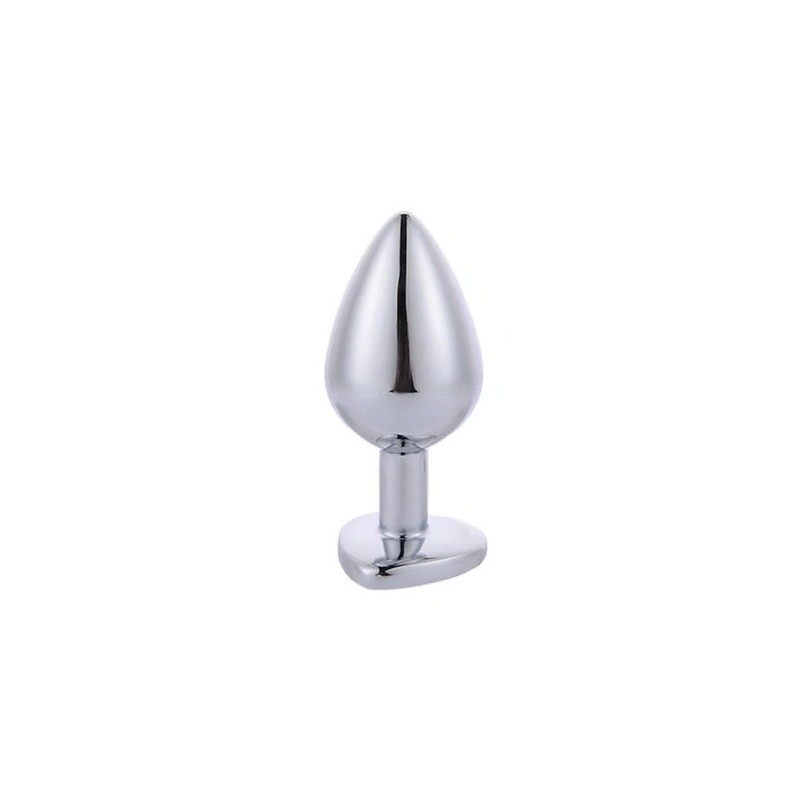 Hearty Butt plug Large Silver with Black Heart Crystal