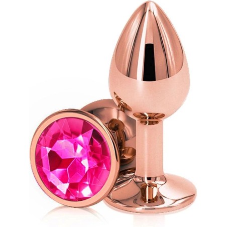 Charm Πρωκτική Σφήνα Large Rose Gold με Σκούρο Ροζ Κρύσταλλο
