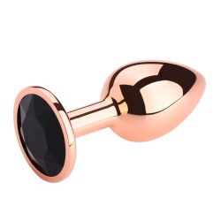 Charm Πρωκτική Σφήνα Large Rose Gold με Μαύρο Κρύσταλλο