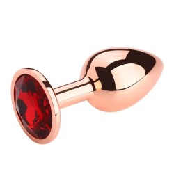 Μεταλλική Πρωκτική Σφ΄ηνα Charm Large Rose Gold με Κόκκινο Κρύσταλλο