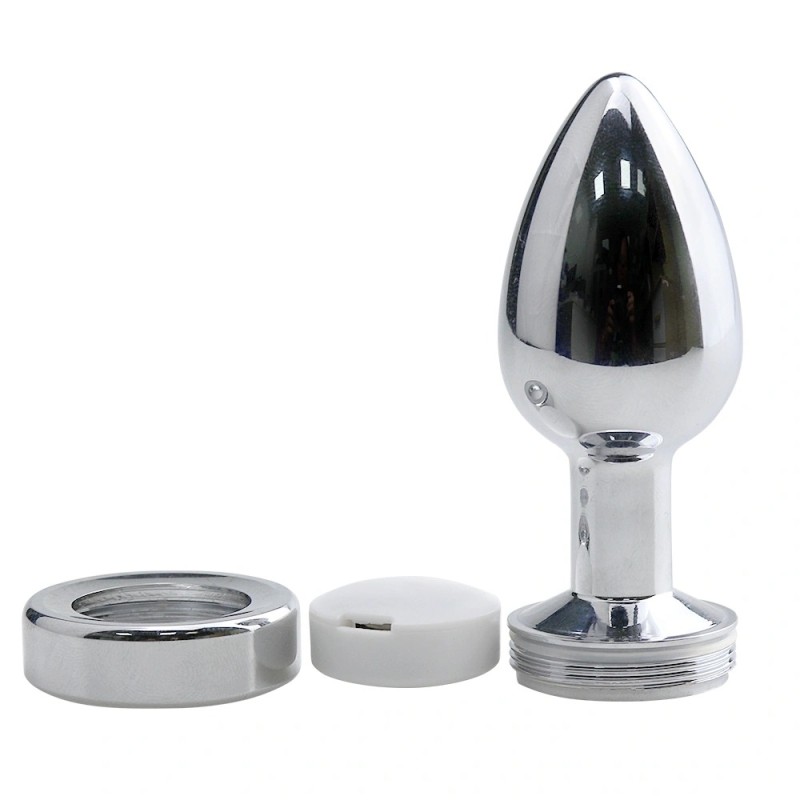 Passion Labs LED Light Metallic Butt Plug Small Silver