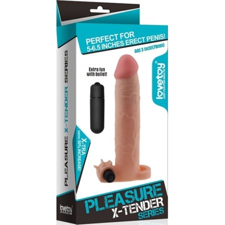 LoveToy Pleasure X-Tender Vibrating Penis Sleeve Νο5 Natural
