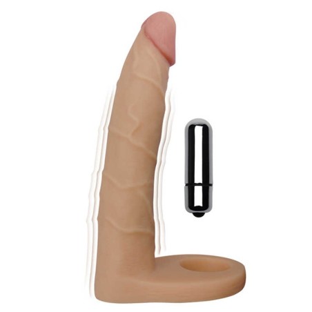 LoveToy Ultra Soft Vibrating Strap-On Dildo with Ring Natural 18cm