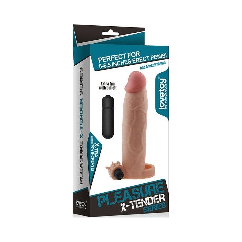 LoveToy Pleasure X-Tender Vibrating Penis Sleeve Νο6 Natural