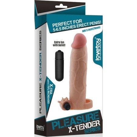 LoveToy Pleasure X-Tender Vibrating Penis Sleeve Νο6 Natural