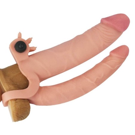 LoveToy X-Tender Add 1 Vibrating Double Penetration Sleeve Natural