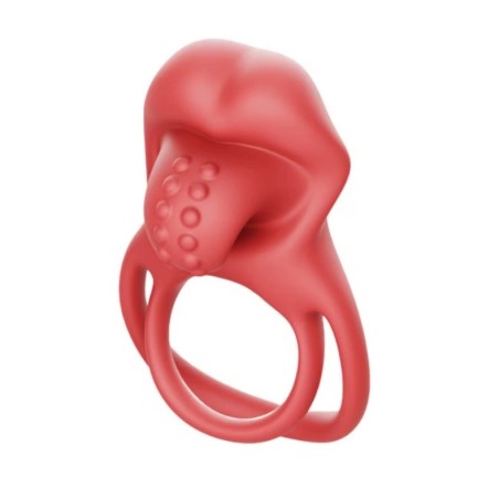 Sexy Tongue | Διπλό Δαχτυλίδι Πέους 10 Modes Κόκκινο