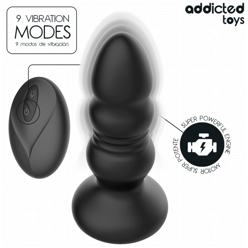 Addicted Toys Thrusting Vibrating Anal Plug LED Remote
