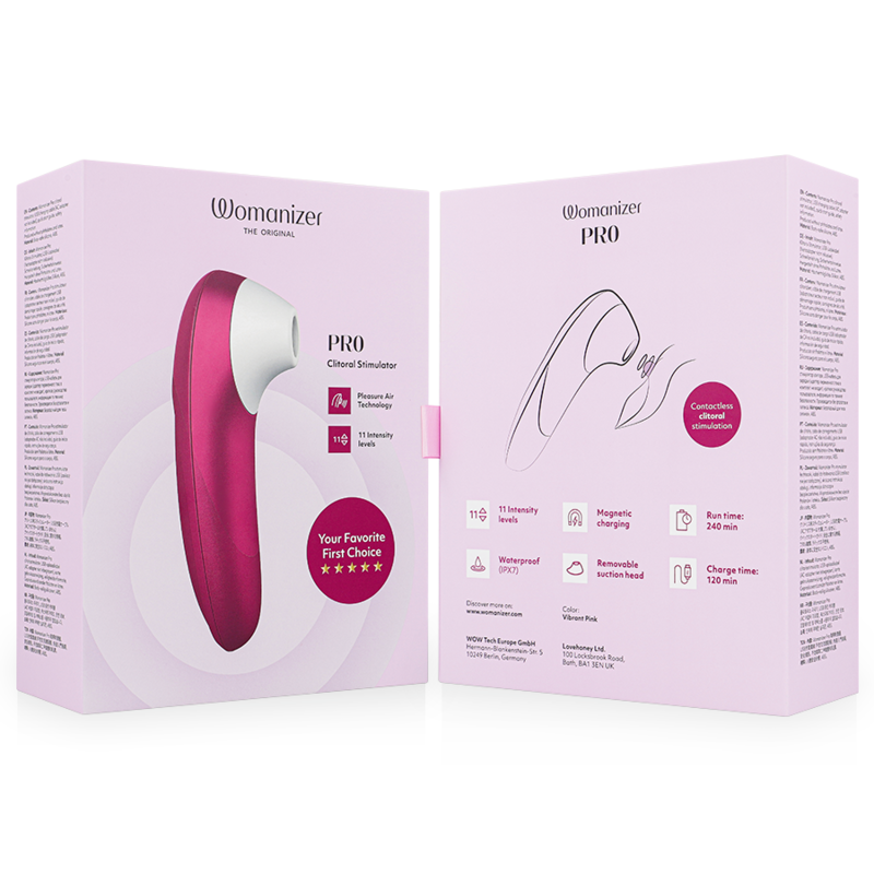 Womanizer Pro Clitoral Stimulator Pleasure Air Pink