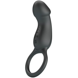 Pretty Love Trae Vibrating Cock Ring with Stimulator Black