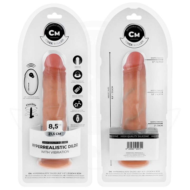 Cock Miller | Strapon set με Ρεαλιστικό Ομοίωμα με Δόνηση, Βεντούζα και Τηλεχειριστήριο 21.5cm
