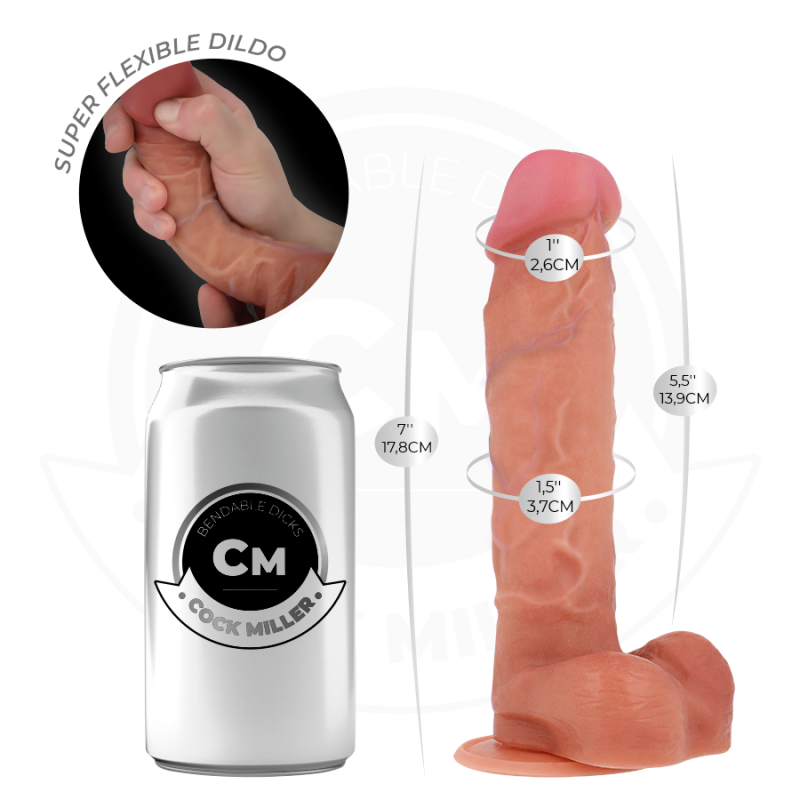 Cock Miller | Strapon Set με Εύκαμπτο Ρεαλιστικό Ομοίωμα με Βεντούζα 17.8cm