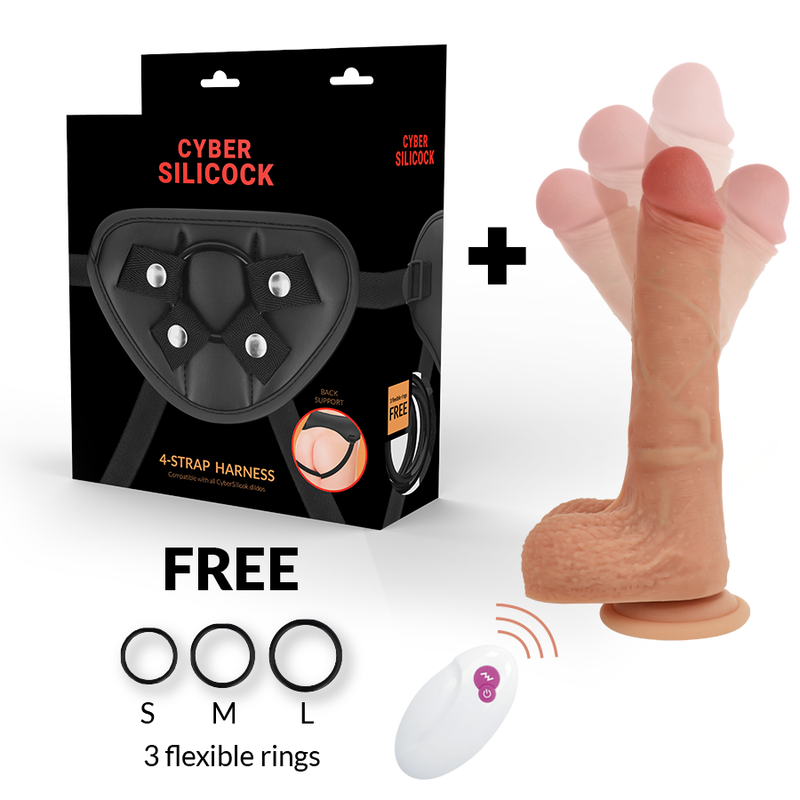 CYBER SILICOCK, STRAP-ON, MR RICK, τηλεχειριζόμενο, 21cm