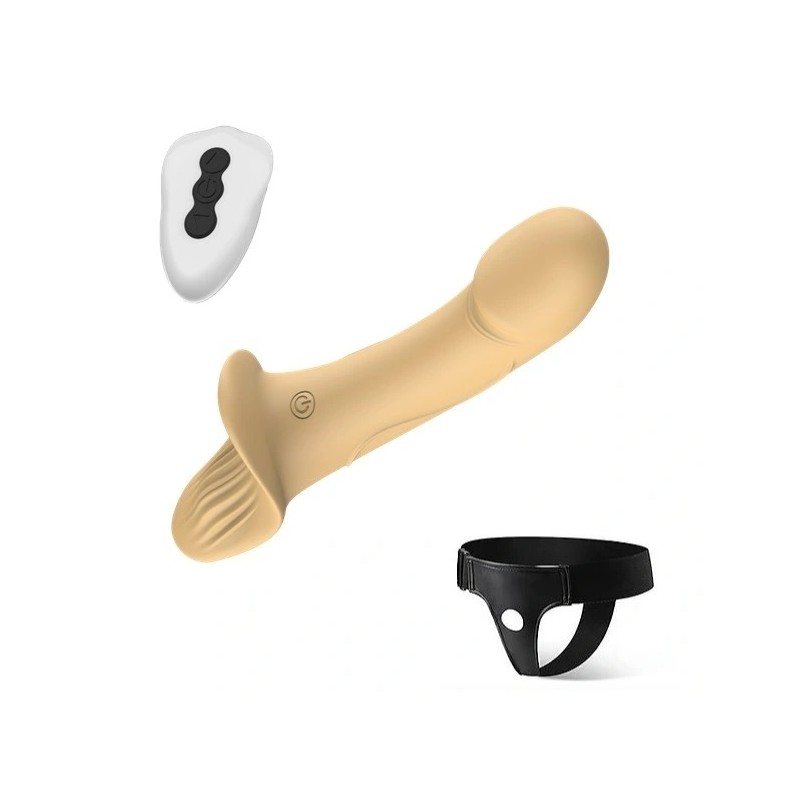 Guilty Toys Double Fun Strap-On Remote 9 Modes Silicone Natural 15cm