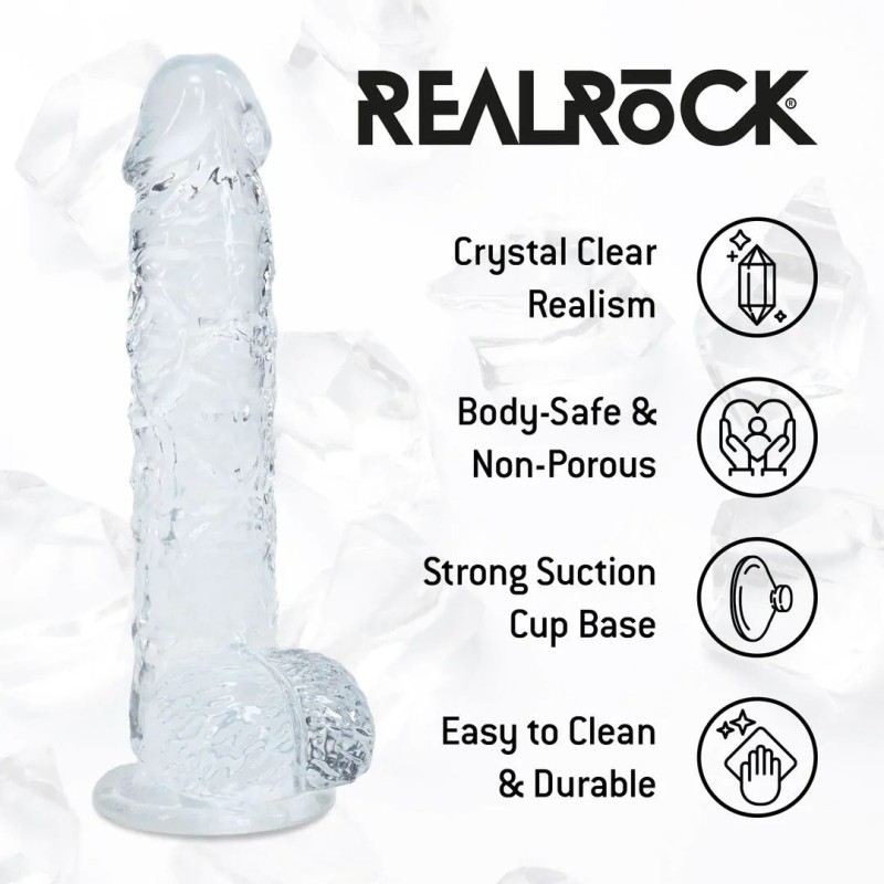 RealRock | Crystal Clear | Ρεαλιστικό Dildo με Όρχεις Διάφανο 12,7cm