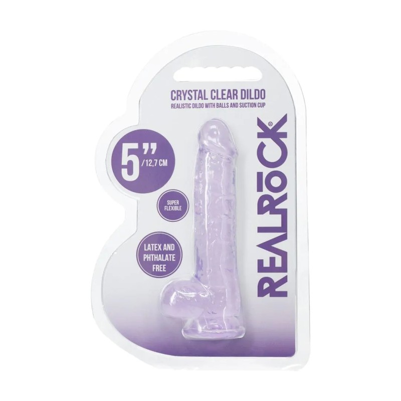 RealRock | Crystal Clear | Realistic Dildo with Balls Purple 12,7cm