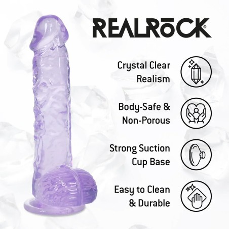 RealRock | Crystal Clear | Realistic Dildo with Balls Purple 12,7cm