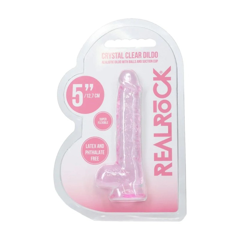 RealRock | Crystal Clear | Realistic Dildo with Balls Pink 12,7cm