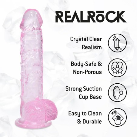 RealRock | Crystal Clear | Ρεαλιστικό Dildo με Όρχεις Ροζ 12,7cm