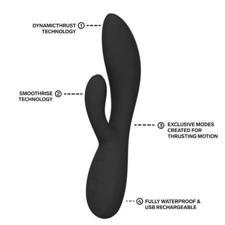 Lelo | Ina Thrust | Rabbit Thrusting Silicone Vibrator Black