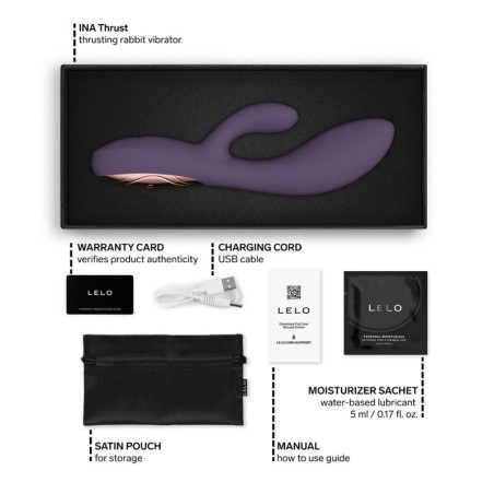 Lelo | Ina Thrust | Rabbit Thrusting Silicone Vibrator Purple