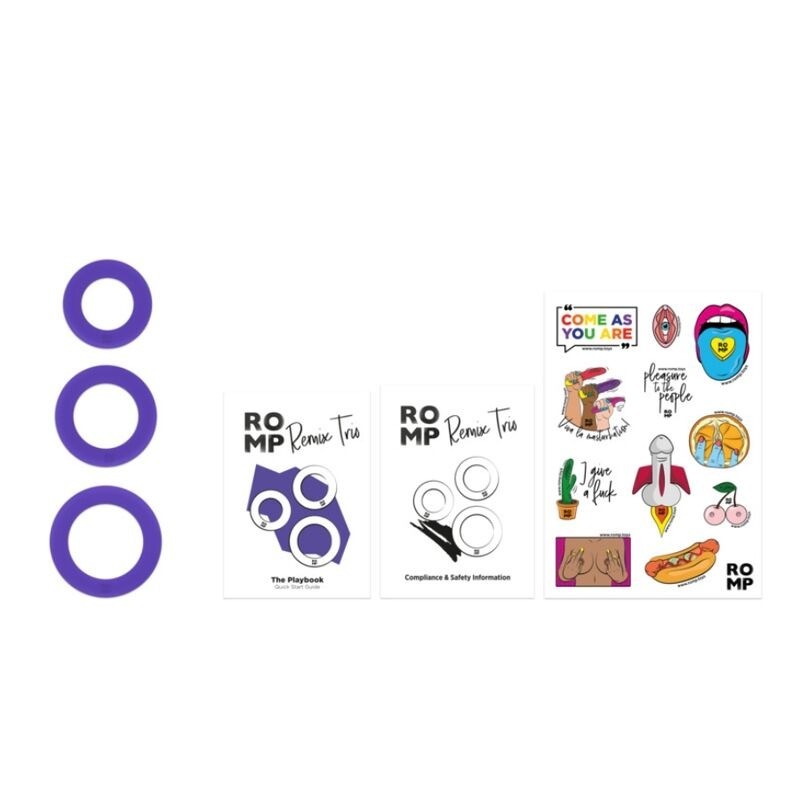 Romp | Remix | Trio Set of 3 Silicone Penis Rings Purple