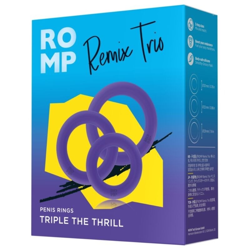 Romp | Remix | Trio Set of 3 Silicone Penis Rings Purple