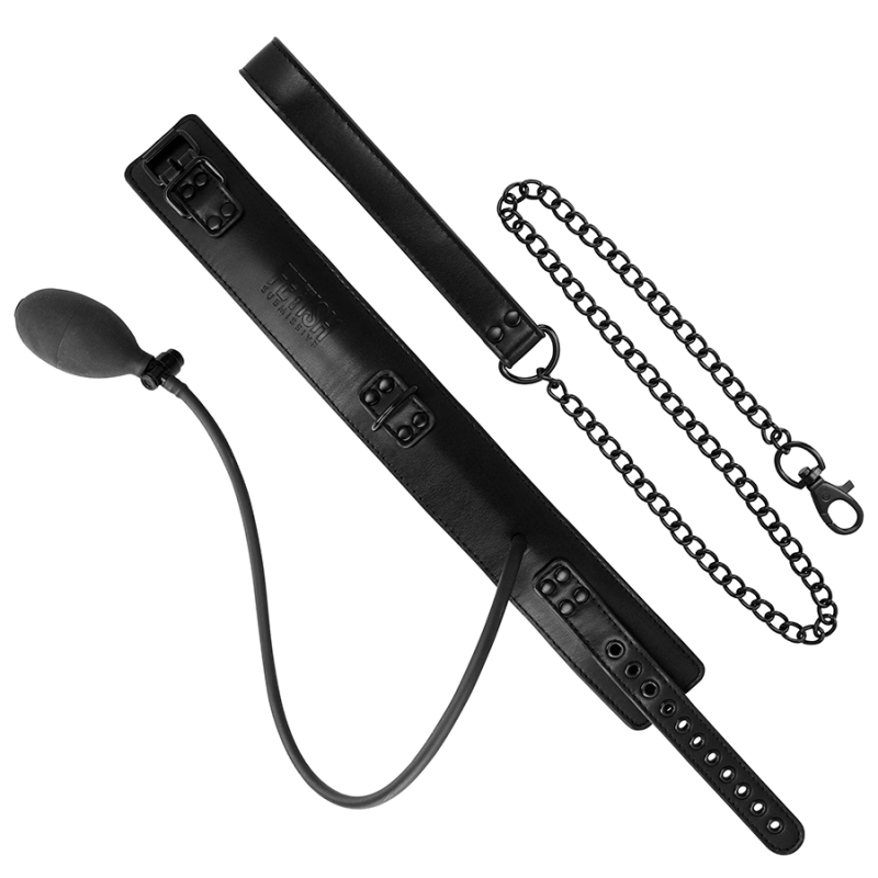 Fetish Submissive | Φουσκωτό Κολάρο Bondage με Αλυσίδα