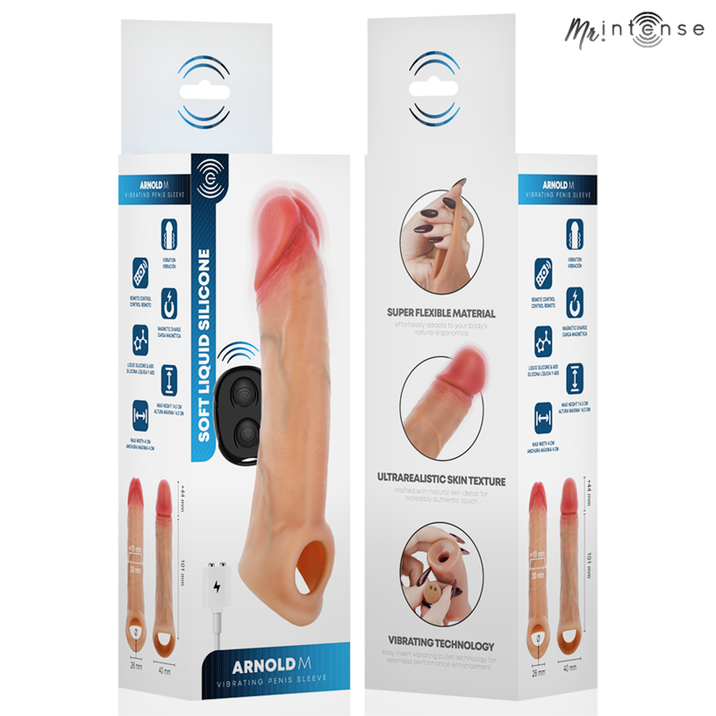 Mr Intense Arnold | M Vibrating Penis Sleeve with Remote 14.5 cm