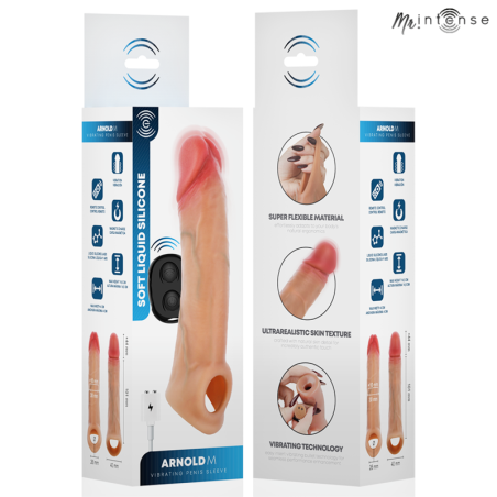 Mr Intense Arnold | M Vibrating Penis Sleeve with Remote 14.5 cm