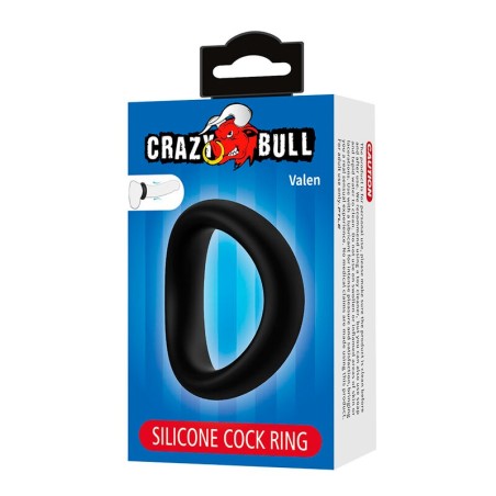 Crazy Bull | Valen | Εργονομικό Δαχτυλίδι Πέους Σιλικόνης Μαύρο