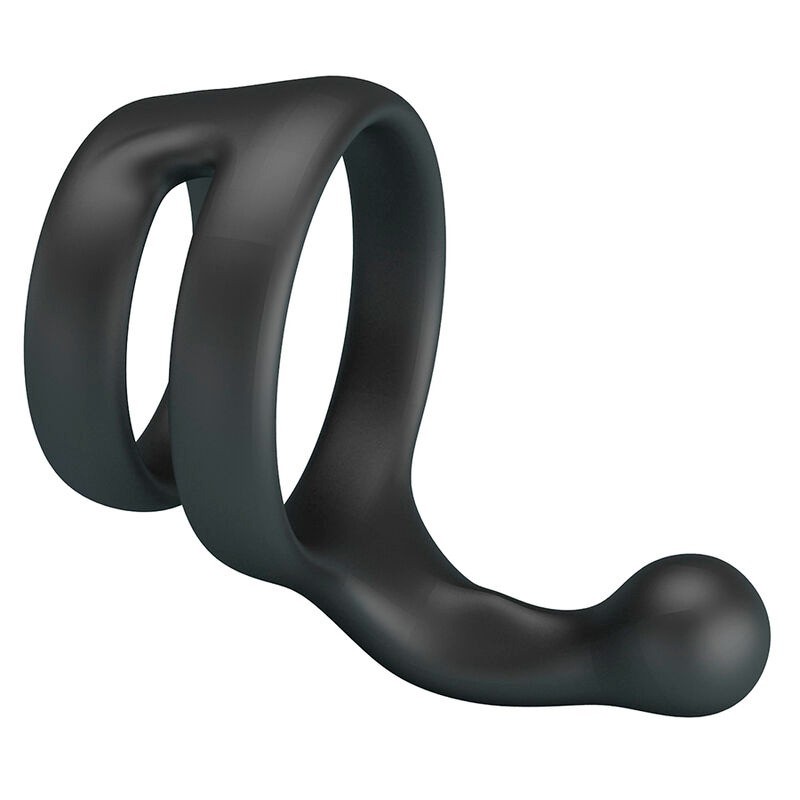 Crazy Bull | Yancy | Double Cock and Ball Ring with Arm Black