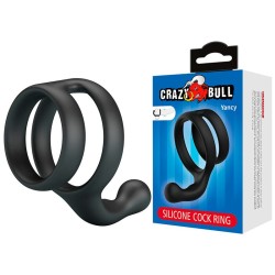 Crazy Bull | Yancy | Double Cock and Ball Ring with Arm Black
