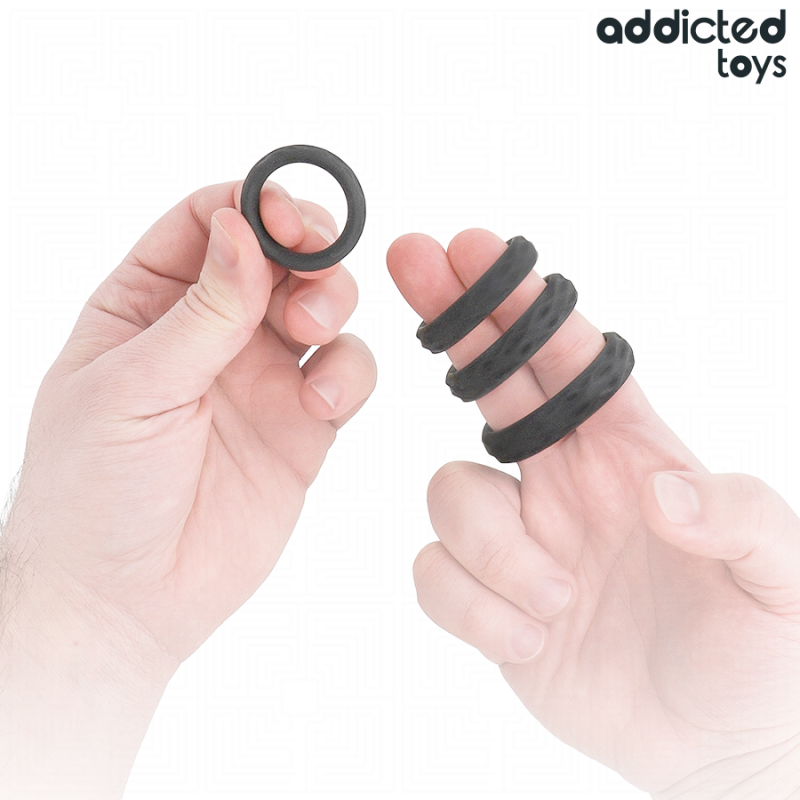 Addicted Toys | Σετ 4 Ανάγλυφα Δαχτυλίδια Πέους