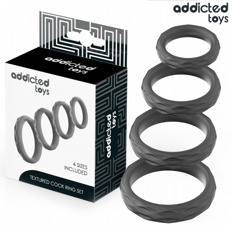 Addicted Toys | Σετ 4 Ανάγλυφα Δαχτυλίδια Πέους