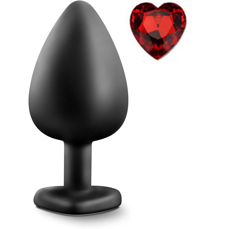 Mokko Toys Brighty Large Silicone Anal Plug Black/Red Heart