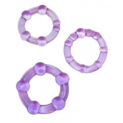 Σετ 3 Ελαστικά Δαχτυλίδια Πέους Rock Rings για Δυνατή Στύση - Μωβ