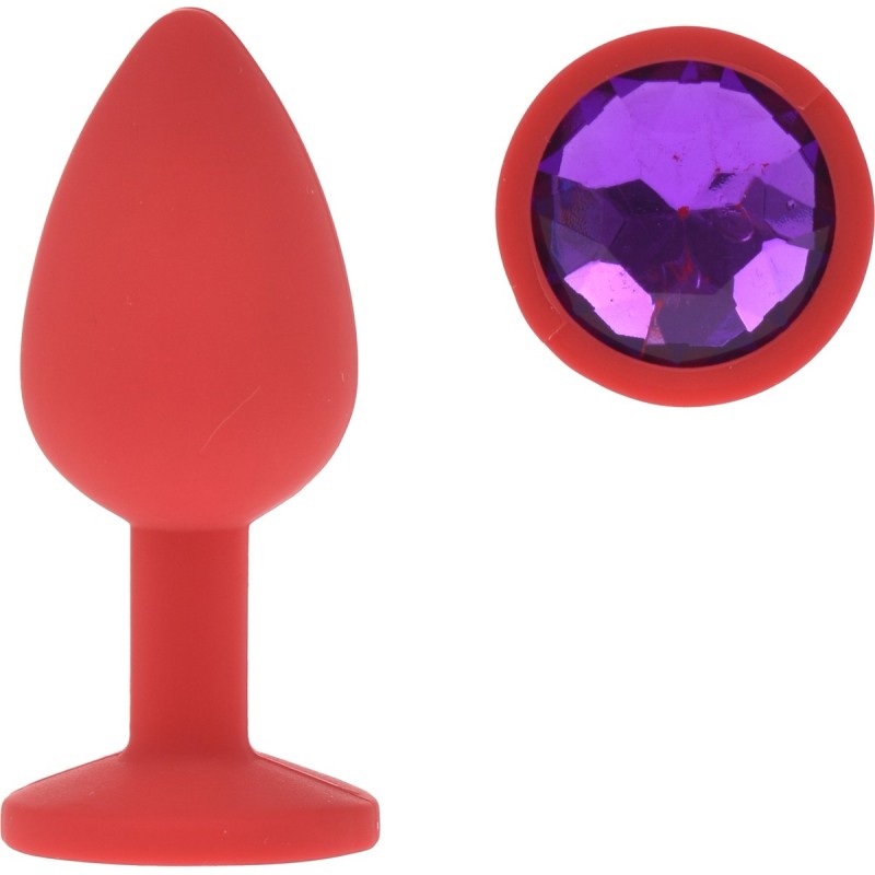 Guilty Toys Silicone Butt Plug, Small, Red / Purple Crystal