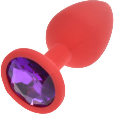 Guilty Toys Silicone Butt Plug, Small, Red / Purple Crystal