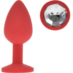 Guilty Toys Silicone Butt Plug, Small, Red / Clear Crystal