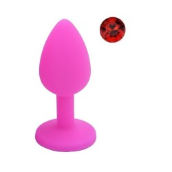 Guilty Toys Silicone Butt Plug, Small, Pink / Red Crystal