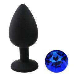 Guilty Toys Silicone Butt Plug Large Black/Blue Crystal