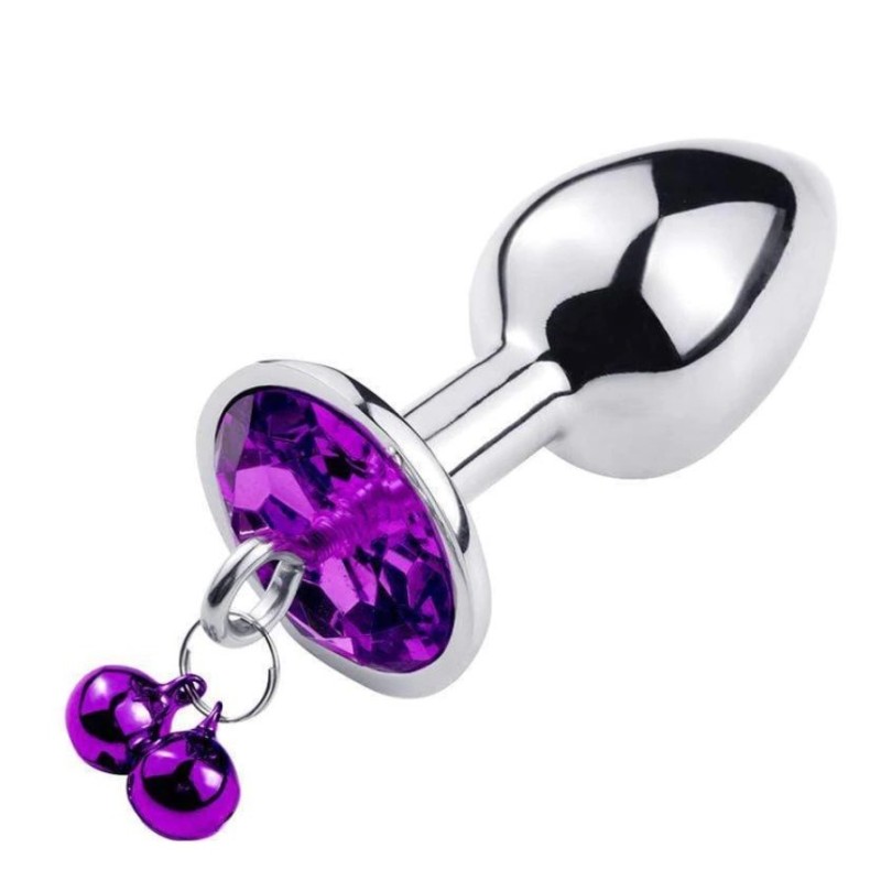 Passion Labs Ring My Bells Medium Metal Anal Plug Silver/Purple